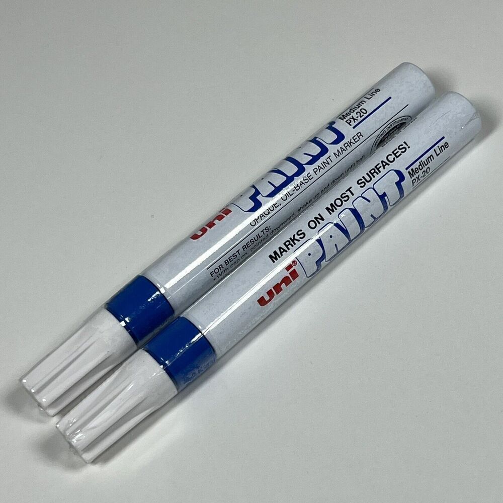 Uni PX-20 Permanent Oil-Based Medium Pens 2 Medium Blue Paint Markers Uni-Ball